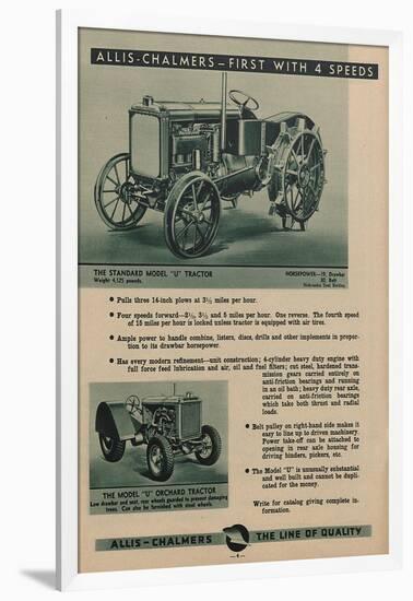 An Allis Chalmers Standard Model U Tractor-null-Framed Giclee Print