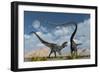 An Allosaurus in a Deadly Battle with a Diplodocus Dinosaur-Stocktrek Images-Framed Art Print