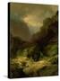 An Alpine Landscape in a Storm-Johann Gottfried Steffan-Stretched Canvas