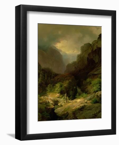 An Alpine Landscape in a Storm-Johann Gottfried Steffan-Framed Giclee Print