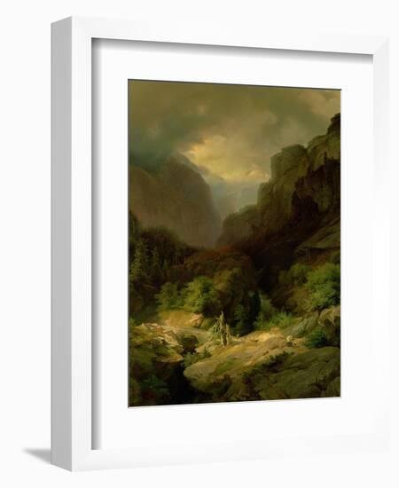 An Alpine Landscape in a Storm-Johann Gottfried Steffan-Framed Giclee Print