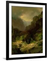 An Alpine Landscape in a Storm-Johann Gottfried Steffan-Framed Premium Giclee Print