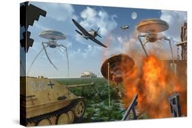 An Alternate Reality Where Allied and German Forces Unite in Fighting an Alien Invasion-null-Stretched Canvas