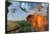 An Alternate Reality Where Allied and German Forces Unite in Fighting an Alien Invasion-null-Framed Stretched Canvas