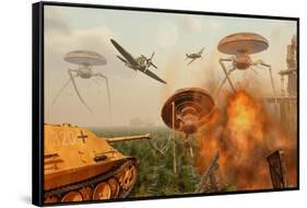 An Alternate Reality Where Allied and German Forces Unite in Fighting an Alien Invasion-null-Framed Stretched Canvas