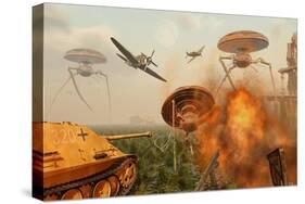 An Alternate Reality Where Allied and German Forces Unite in Fighting an Alien Invasion-null-Stretched Canvas