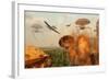 An Alternate Reality Where Allied and German Forces Unite in Fighting an Alien Invasion-null-Framed Art Print