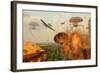 An Alternate Reality Where Allied and German Forces Unite in Fighting an Alien Invasion-null-Framed Art Print