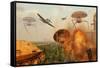 An Alternate Reality Where Allied and German Forces Unite in Fighting an Alien Invasion-null-Framed Stretched Canvas