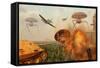 An Alternate Reality Where Allied and German Forces Unite in Fighting an Alien Invasion-null-Framed Stretched Canvas