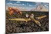 An American A-10 Thunderbolt Using Abandoned Tanks as Target Practice-null-Mounted Premium Giclee Print