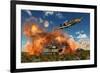 An American A-10 Thunderbolt Using Abandoned Tanks as Target Practice-null-Framed Art Print