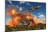 An American A-10 Thunderbolt Using Abandoned Tanks as Target Practice-null-Mounted Art Print