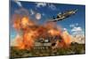 An American A-10 Thunderbolt Using Abandoned Tanks as Target Practice-null-Mounted Premium Giclee Print