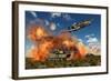 An American A-10 Thunderbolt Using Abandoned Tanks as Target Practice-null-Framed Art Print