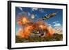 An American A-10 Thunderbolt Using Abandoned Tanks as Target Practice-null-Framed Art Print