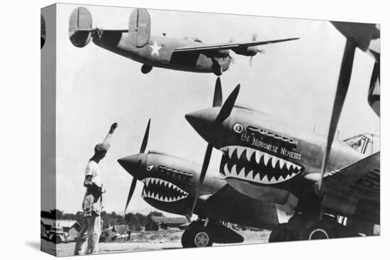 An American B-24 Liberator Bomber Takes Off from an Advanced U.S. Base in China-null-Stretched Canvas