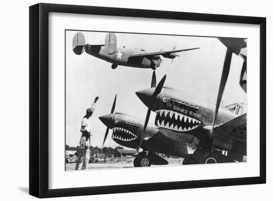 An American B-24 Liberator Bomber Takes Off from an Advanced U.S. Base in China-null-Framed Photo