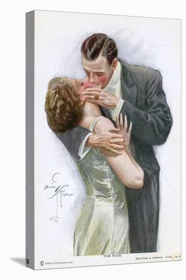 An American Couple, in Evening Dress, Kiss Ardently Yet with Decorum-null-Stretched Canvas