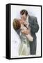 An American Couple, in Evening Dress, Kiss Ardently Yet with Decorum-null-Framed Stretched Canvas