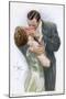 An American Couple, in Evening Dress, Kiss Ardently Yet with Decorum-null-Mounted Art Print