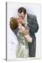 An American Couple, in Evening Dress, Kiss Ardently Yet with Decorum-null-Stretched Canvas