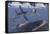 An American F4U Corsair Attacking a Japanese Nakajima Ki-84 Fighter Plane-Stocktrek Images-Framed Stretched Canvas