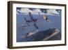An American F4U Corsair Attacking a Japanese Nakajima Ki-84 Fighter Plane-Stocktrek Images-Framed Premium Giclee Print
