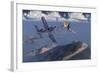 An American F4U Corsair Attacking a Japanese Nakajima Ki-84 Fighter Plane-Stocktrek Images-Framed Art Print