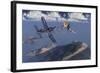 An American F4U Corsair Attacking a Japanese Nakajima Ki-84 Fighter Plane-Stocktrek Images-Framed Art Print