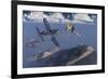 An American F4U Corsair Attacking a Japanese Nakajima Ki-84 Fighter Plane-Stocktrek Images-Framed Art Print