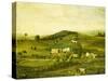 An American Farm: Fall View from the East, American School, 19th Century-null-Stretched Canvas
