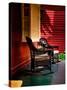 An American Front Porch with Wooden Boarding and Two Whicker Rocking Chairs-Jody Miller-Stretched Canvas