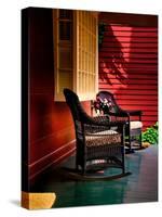 An American Front Porch with Wooden Boarding and Two Whicker Rocking Chairs-Jody Miller-Stretched Canvas