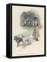 An American Girl Walks with an English Bull Terrier and and a Bulldog-null-Framed Stretched Canvas