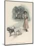 An American Girl Walks with an English Bull Terrier and and a Bulldog-null-Mounted Art Print