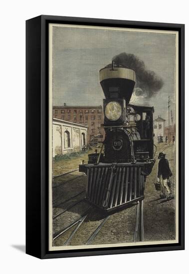 An American Locomotive Engine and Cow Catcher-null-Framed Stretched Canvas