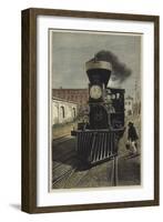 An American Locomotive Engine and Cow Catcher-null-Framed Giclee Print