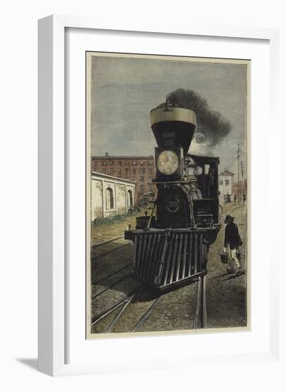 An American Locomotive Engine and Cow Catcher-null-Framed Giclee Print