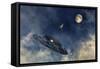 An American P-51 Mustang Chasing a Ufo-Stocktrek Images-Framed Stretched Canvas