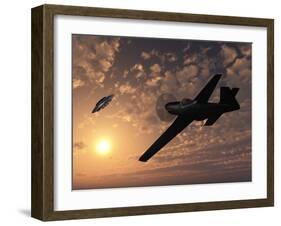 An American P-51 Mustang Gives Chase to a UFO-Stocktrek Images-Framed Photographic Print