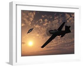 An American P-51 Mustang Gives Chase to a UFO-Stocktrek Images-Framed Photographic Print