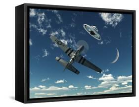 An American P-51 Mustang Gives Chase to a UFO-Stocktrek Images-Framed Stretched Canvas