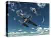 An American P-51 Mustang Gives Chase to a UFO-Stocktrek Images-Stretched Canvas