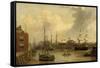 An American Packet running for Swansea Harbour-George Chambers-Framed Stretched Canvas