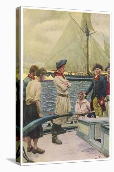 An American Privateer Captures a British Vessel-Howard Pyle-Stretched Canvas