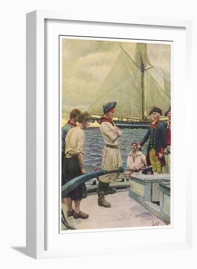 An American Privateer Captures a British Vessel-Howard Pyle-Framed Art Print