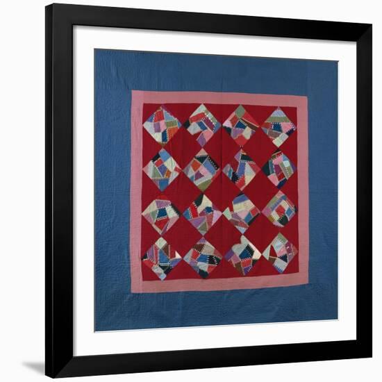 An Amish Crazy Quilt Pattern Coverlet. 'K.F.', Lancaster County, Pennsylvania, 1922-null-Framed Giclee Print