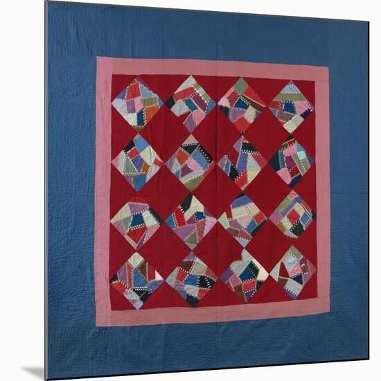 An Amish Crazy Quilt Pattern Coverlet. 'K.F.', Lancaster County, Pennsylvania, 1922-null-Mounted Giclee Print