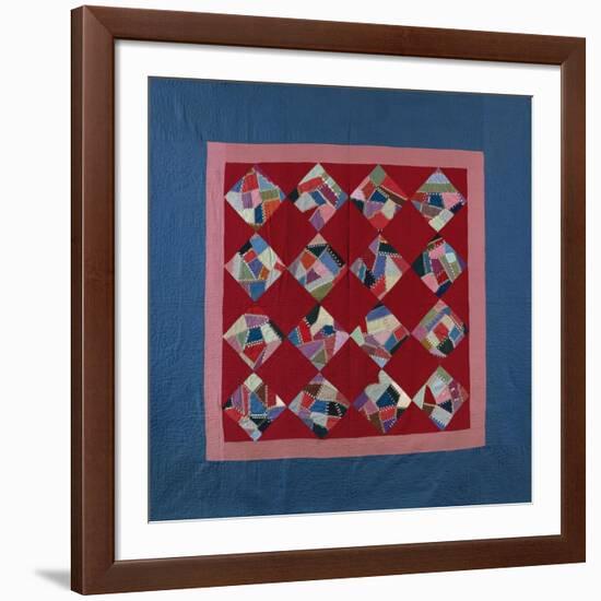 An Amish Crazy Quilt Pattern Coverlet. 'K.F.', Lancaster County, Pennsylvania, 1922-null-Framed Giclee Print